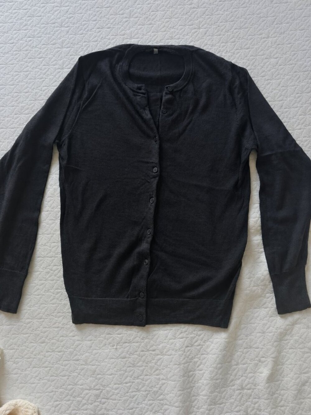 MUJI Black 100% Wool Button Cardigan Size M